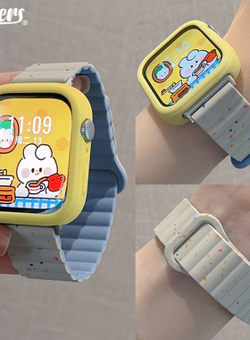 新款彩点硅胶磁吸表带适用于华为fit34pro手表配纯色液态硅胶软壳