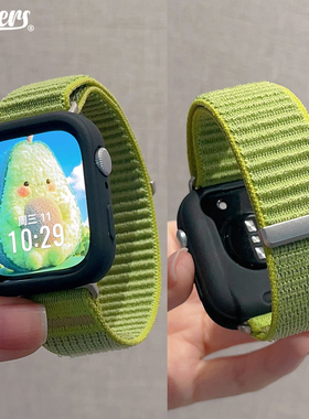 适用华为fit34pro手表专用原野山地编织魔术贴表带配保护软壳男女