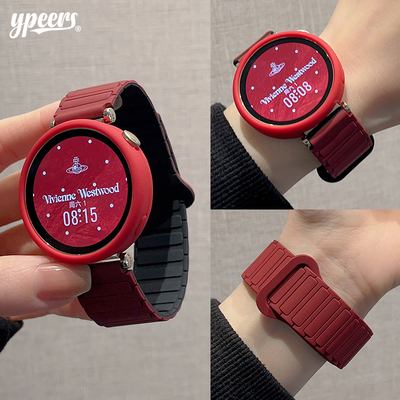 适用华为GT5/6手表双色竹节硅胶磁吸表带41mm保护软壳gt4新年腕带