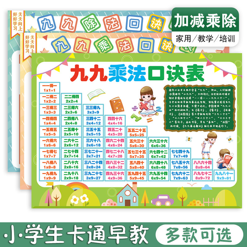 九九乘法口诀表墙贴画小学生早教汉语拼音字母表声母韵母教学贴纸
