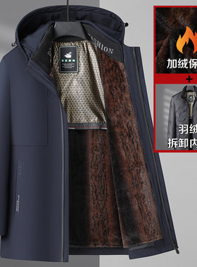 红色加绒羽绒服男冬季