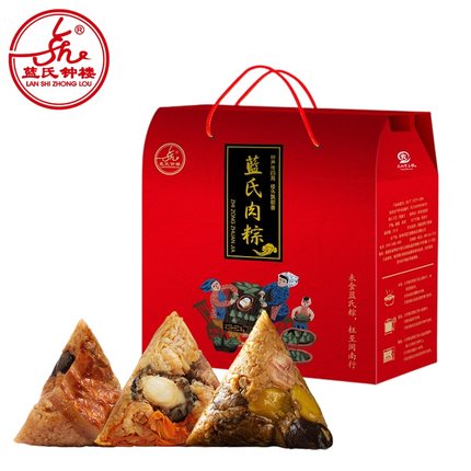 泉州蓝氏钟楼蛋黄板栗烧肉粽3口味6只大粽子福建厦门特产送礼盒装
