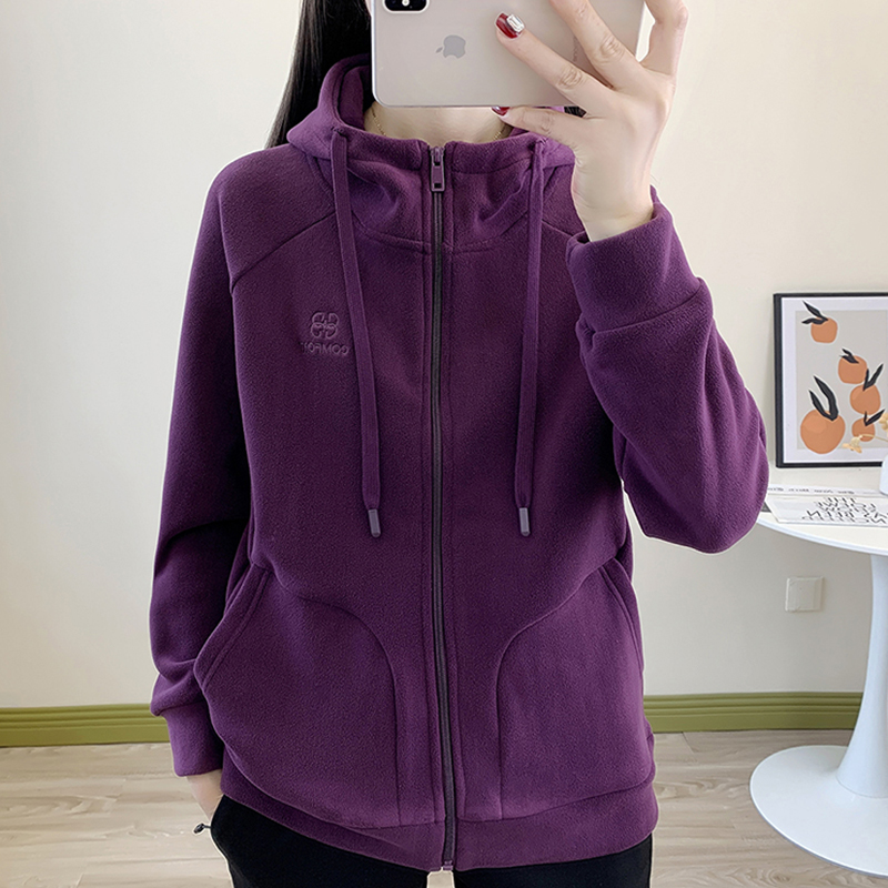 户外奥粒绒连帽抓绒衣女秋冬外套
