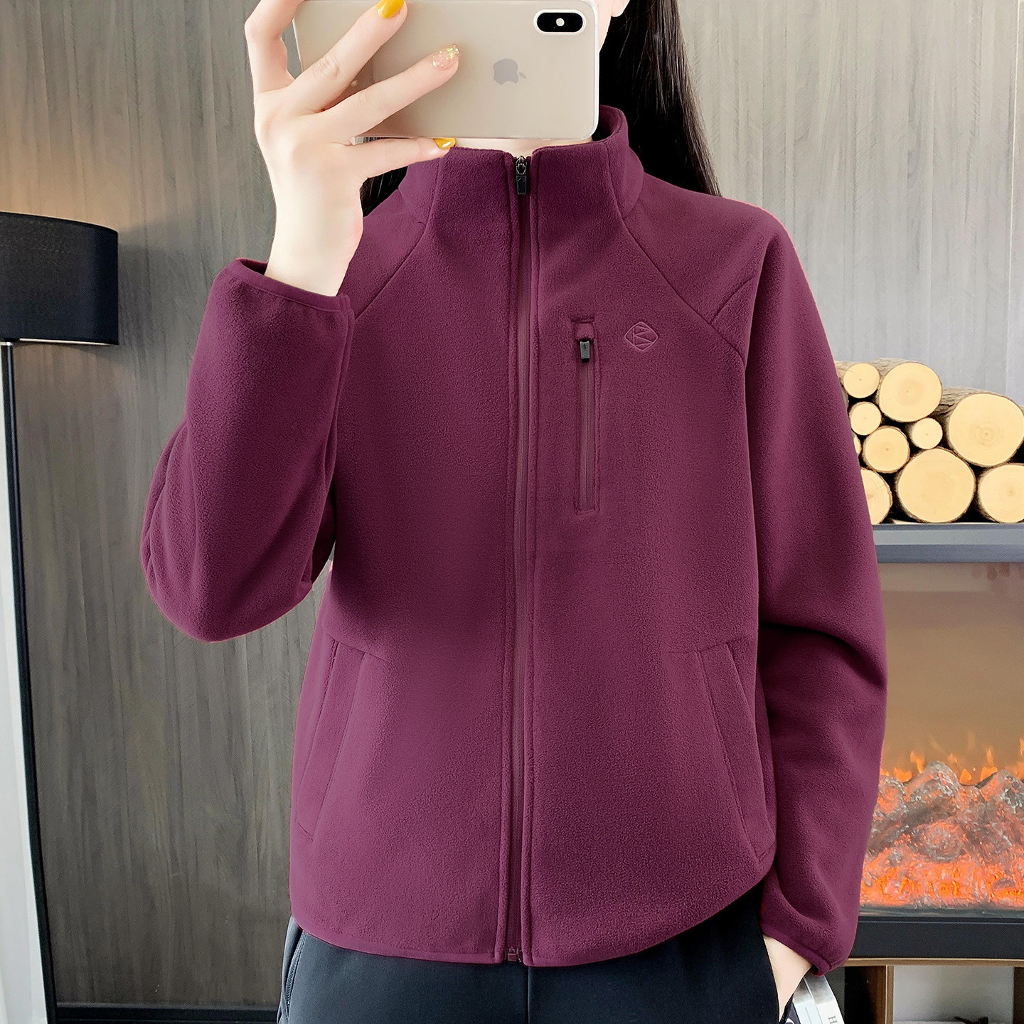 户外立领抓绒衣女秋冬摇粒绒外套
