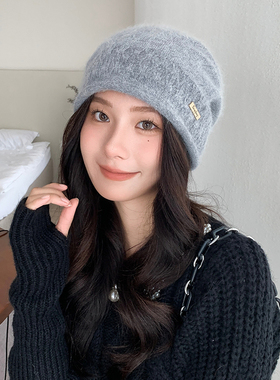 堆堆帽女百搭冬季保暖兔毛帽