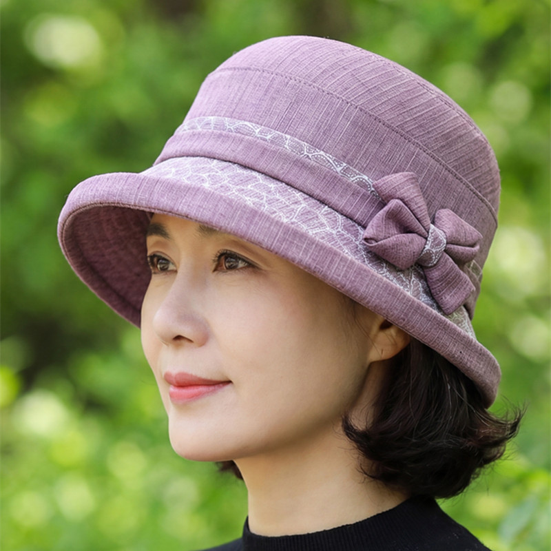 短檐中老年礼帽女妈妈遮阳帽老人奶奶盆帽夏天布春秋渔夫帽防晒帽