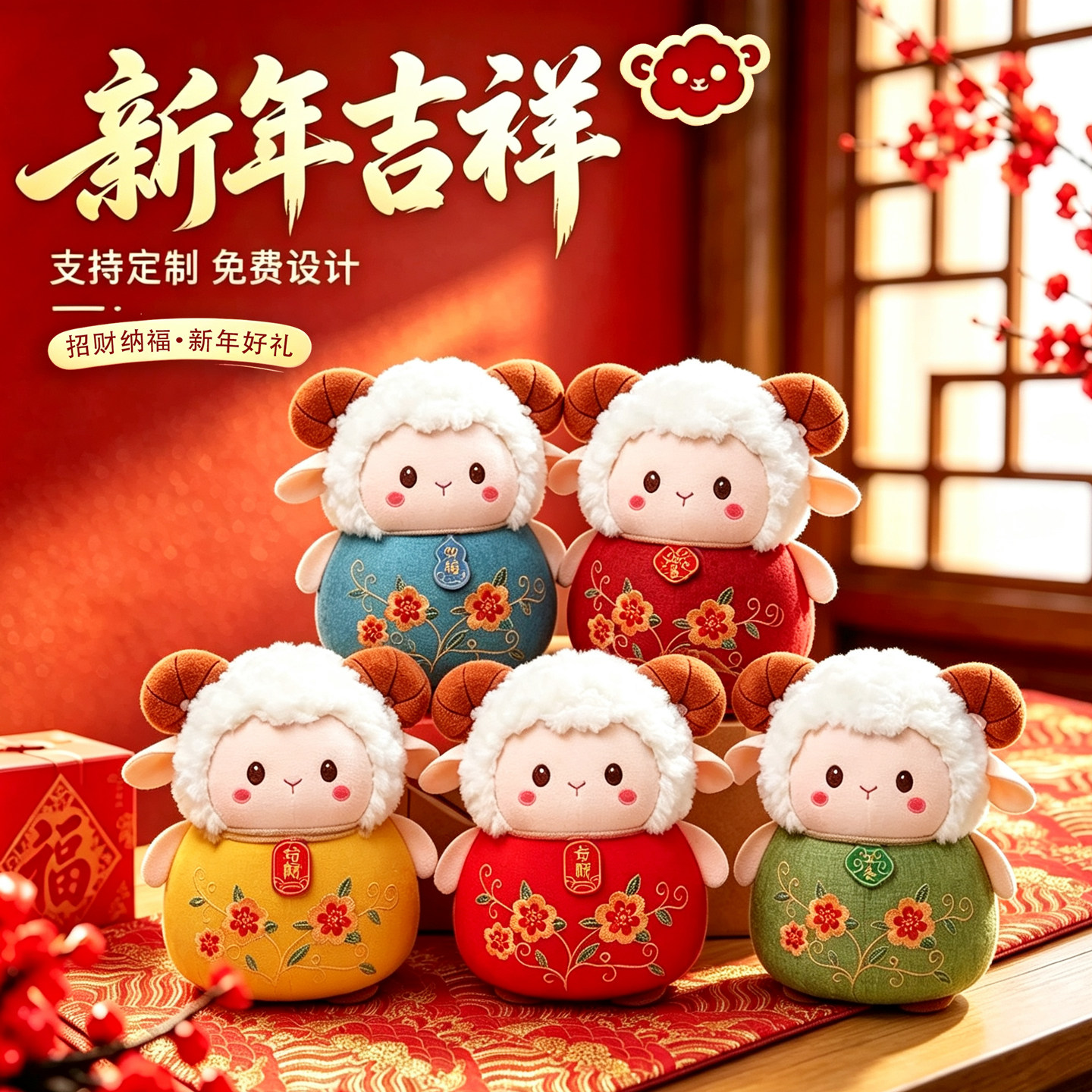 2027羊年吉祥物公仔小羊毛绒玩具生肖布艺羊玩偶公司年会礼品定制