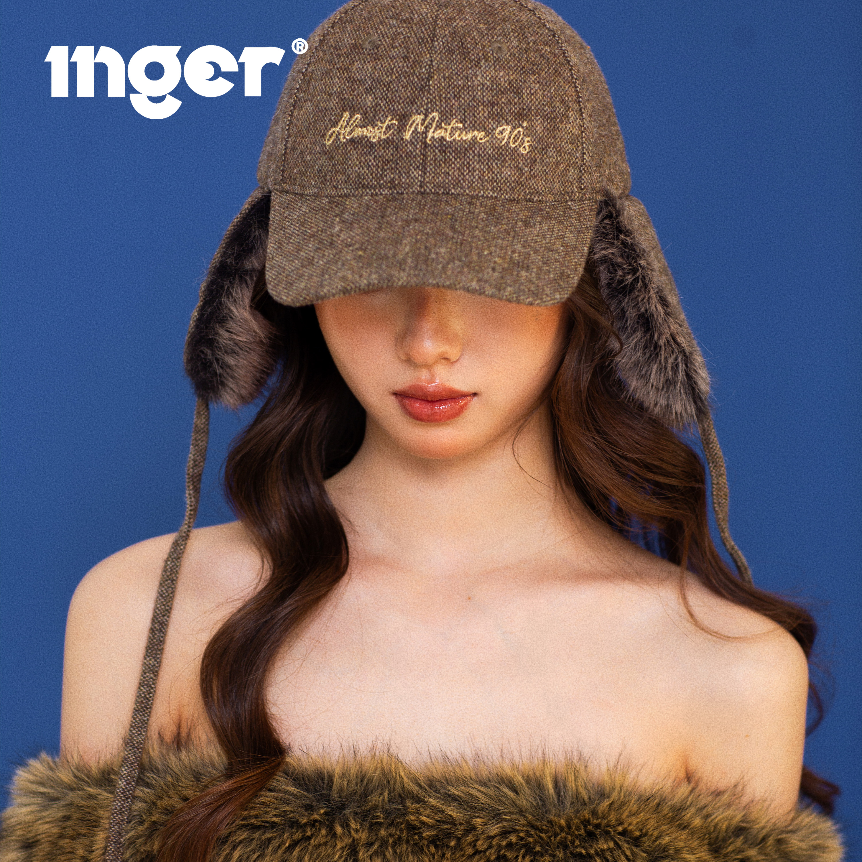 INGER秋冬经典毛绒保暖棒球帽韩