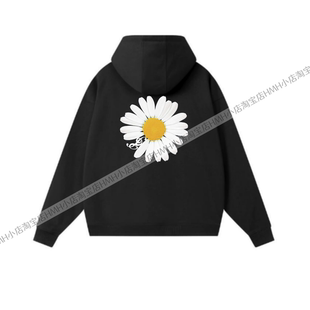 权志龙GD同款MAMA联名pmo雏菊音乐符号连帽毛圈纯棉男女卫衣外套