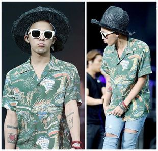 男女夏季 花衬衫 夏威夷WACKO衬衣 古巴领沙滩短袖 GD权志龙INS同款