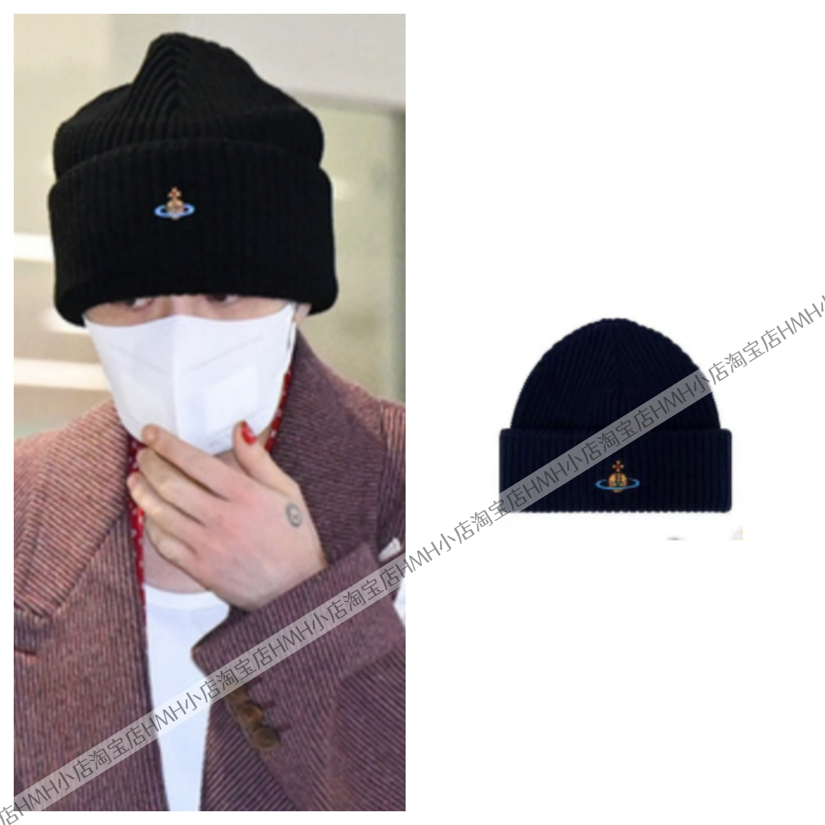 GD权志龙ins街拍同款土星环刺绣男女潮牌针织帽春秋冬保暖帽子