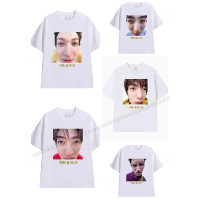 CORTIS马丁安乾镐赵雨凡同款趣味表情印花纯棉短袖T恤上衣服睡衣