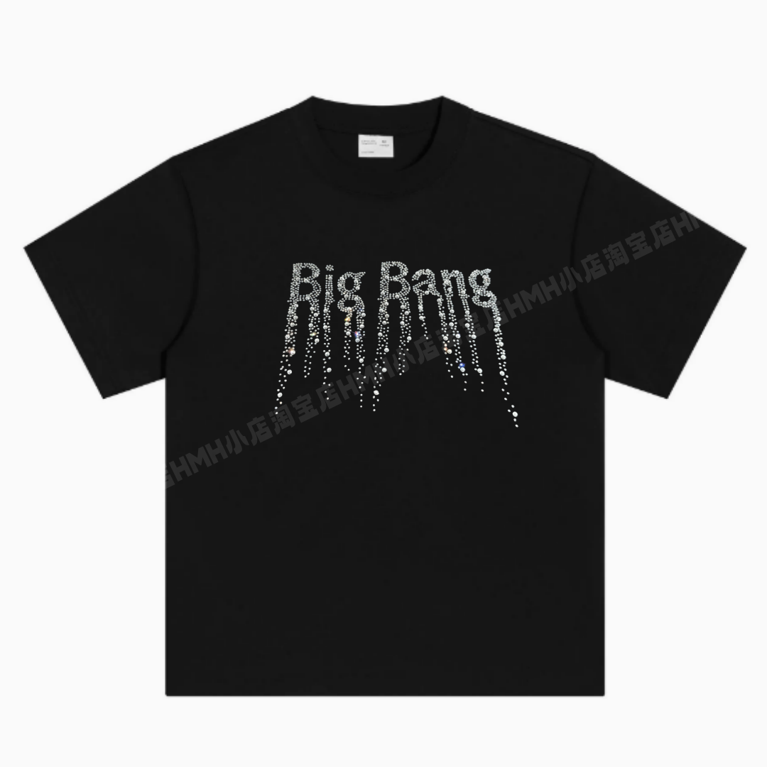 原创BIGBANG权志龙GD演唱会同款流苏烫钻应援服纯棉短袖T恤上衣 - 实物图