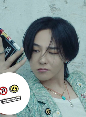 GD权志龙INS同款P字母pmo黄色笑脸图案胸针徽章金属百搭饰品潮流