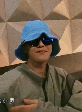 权志龙GD同款pmo蓝色红色纹理长带男女渔夫帽夏季潮牌遮阳盆帽子