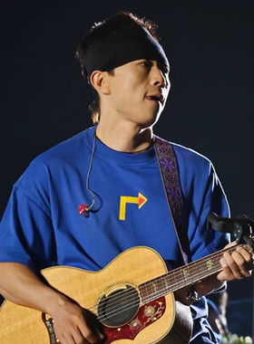 赵雷没有信号佛山演唱会同款蓝色短袖纯棉男女夏季T恤周边箭头潮