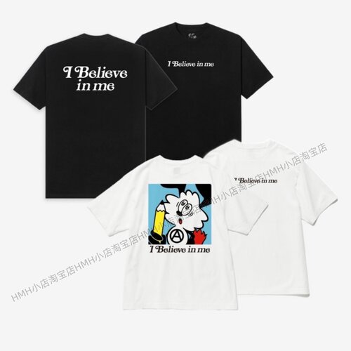 权志龙GD同款联名卡通印花I Believe in me男女纯棉短袖T恤上衣服