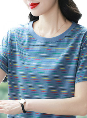 夏季新款短袖t恤女中年妈妈装