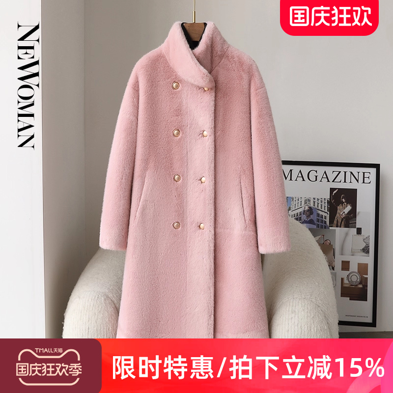 皮毛一体外套女中长款水貂绒皮草