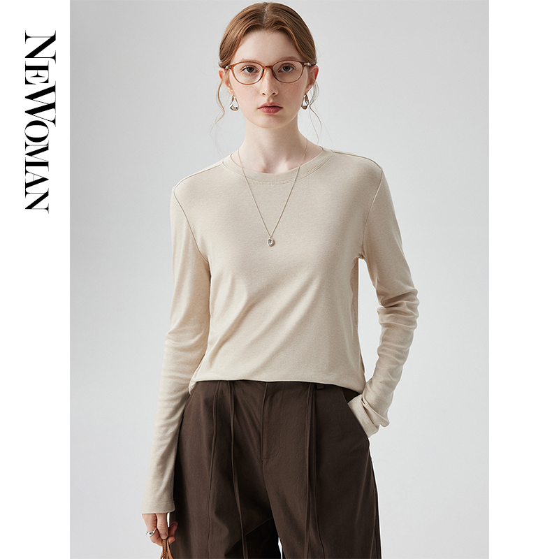 莱赛尔天丝羊毛圆领长袖T恤女