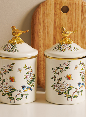 很精致的 搪瓷精品小茶叶罐宫廷风摆件高端高颜值食品级收纳罐