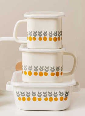 泡面杯高颜值搪瓷餐具沙拉碗保鲜方杯泡面碗带盖子大小号高级