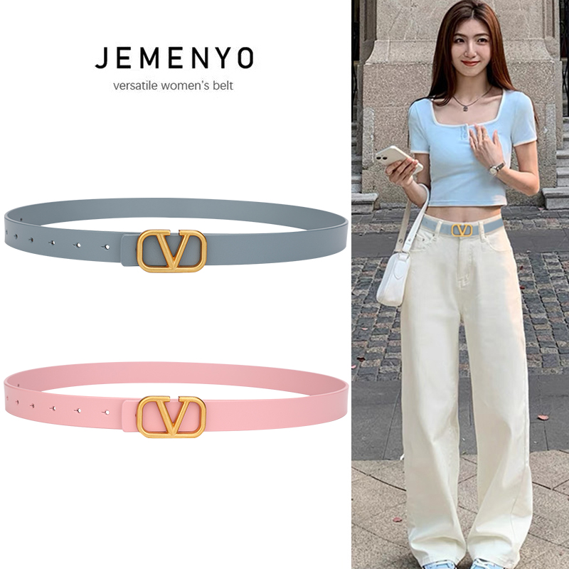 夏季腰带女士真皮百搭彩色装饰