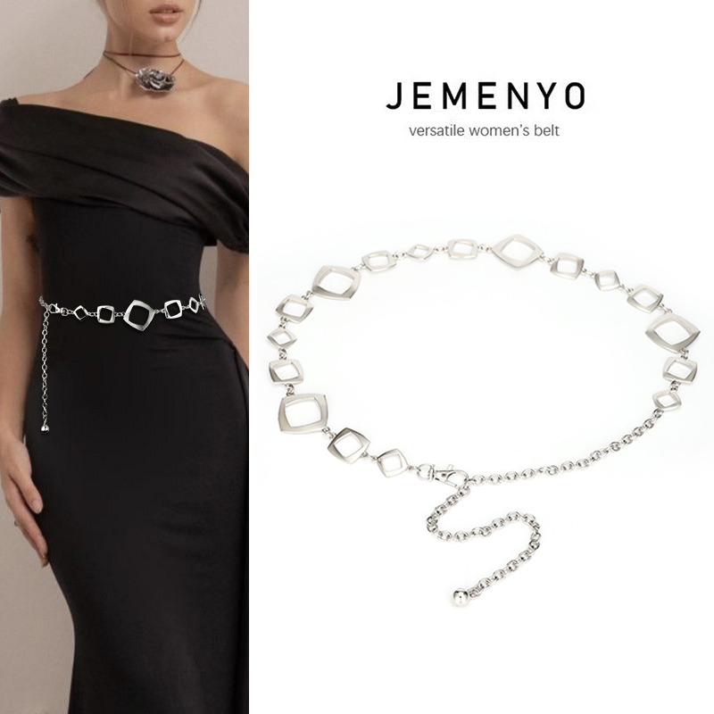 街头辣妹几何金属腰链女士百搭