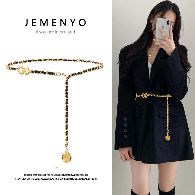 腰链女配连衣裙子小香风金属链条