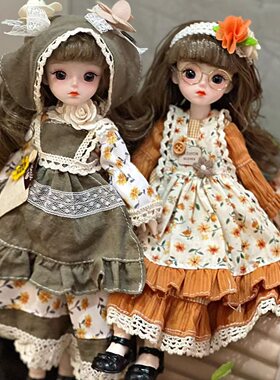 森系高颜值30厘米洋娃娃6分BJD娃衣套装女孩单个玩偶公主公仔玩具