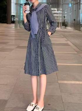 减龄学院风披肩格子连衣裙春秋款LC230003