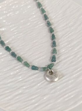 天然石纯银平安葫芦锁骨链项链