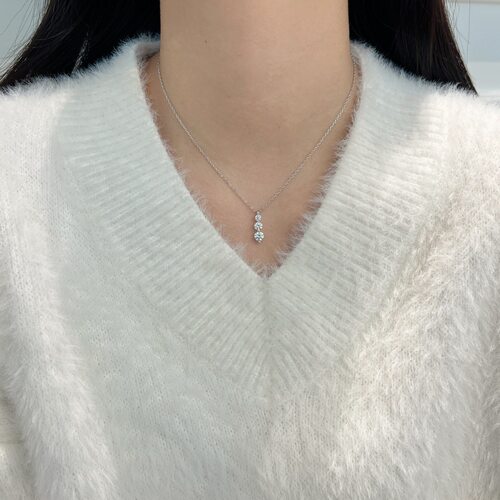 莫桑钻D色排钻S925银项链白金色