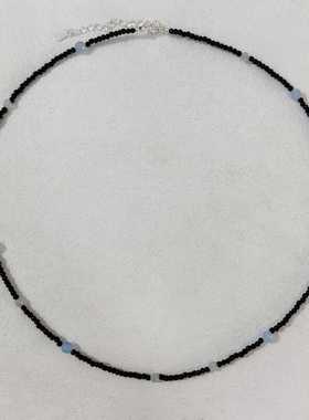 不掉色暗黑系法式项链S925银