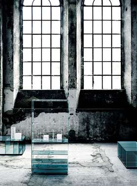 意大利GLAS ITALIA玻璃茶几书柜陈列收纳柜NendoEA深海系列创意