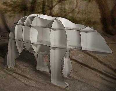 法国Ibride Junior 北极熊 书柜 书架 CD架  白色小号