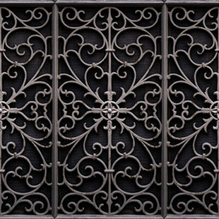 英国Mineheart Wrought Metal Gate Wallpaper 仿黑色铁门壁纸