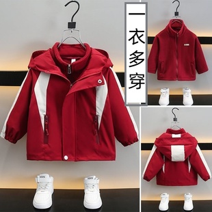 男女童冲锋衣夹棉外套秋冬季洋气儿童小女孩可拆卸三合一加绒衣服