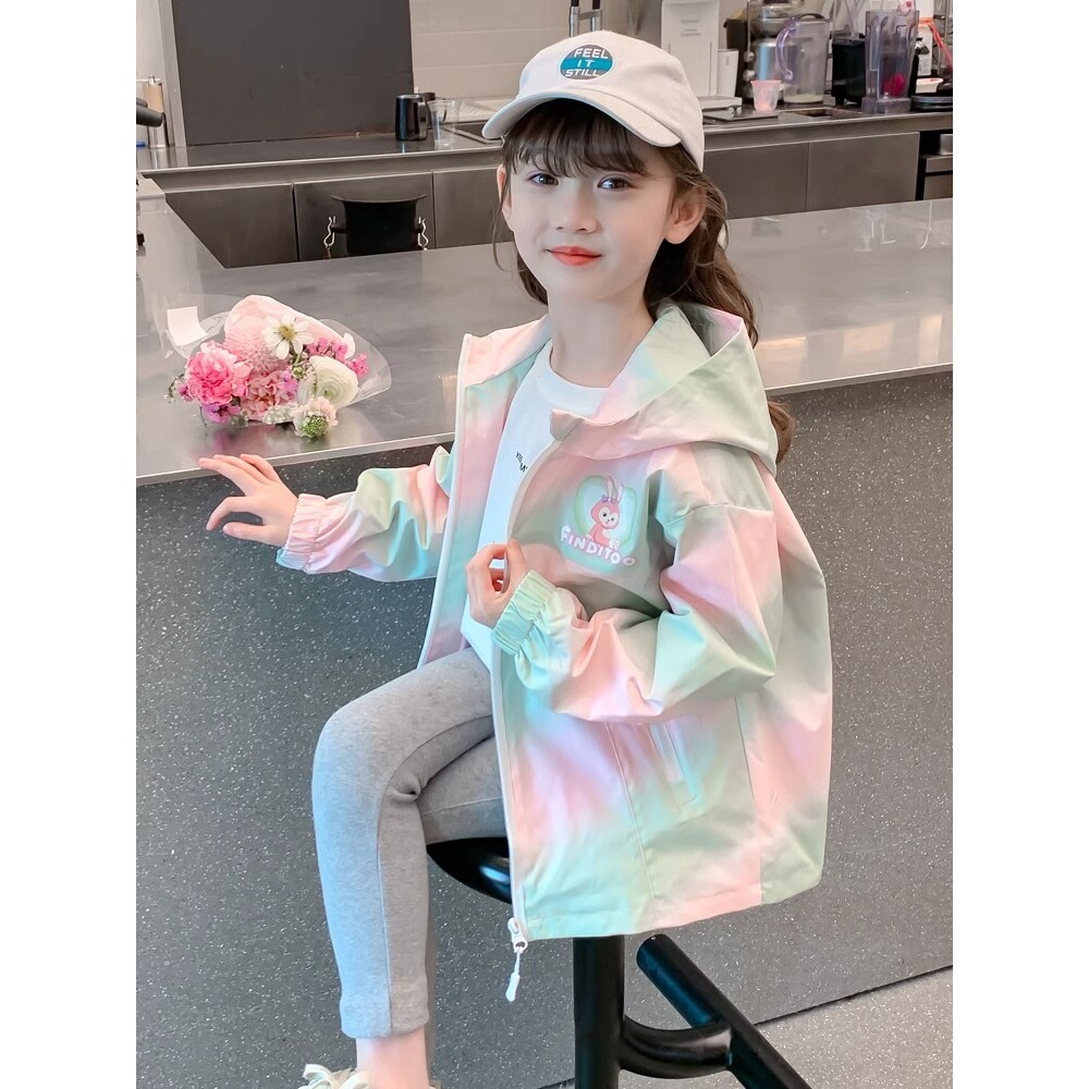 女童春装外套2026新款儿童开衫韩版女孩春秋连帽卡通夹克春季上衣