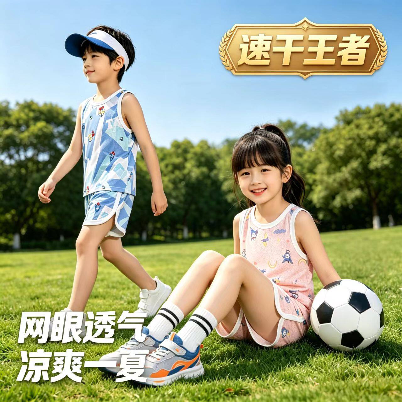 儿童网眼冰丝套装男童夏季透气篮球服2026新款速干运动无袖背心夏