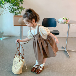 女童夏装裙子2023新款洋气夏季宝宝吊带裙女孩套装夏天儿童连衣裙