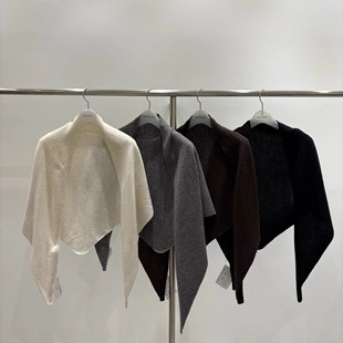 高品质！woodsage韩国2025秋冬款百搭针织腰间羊绒围脖女披肩两用