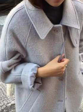 高品质！overtake韩国2025冬季新款羊驼毛翻领韩系长款大衣外套女