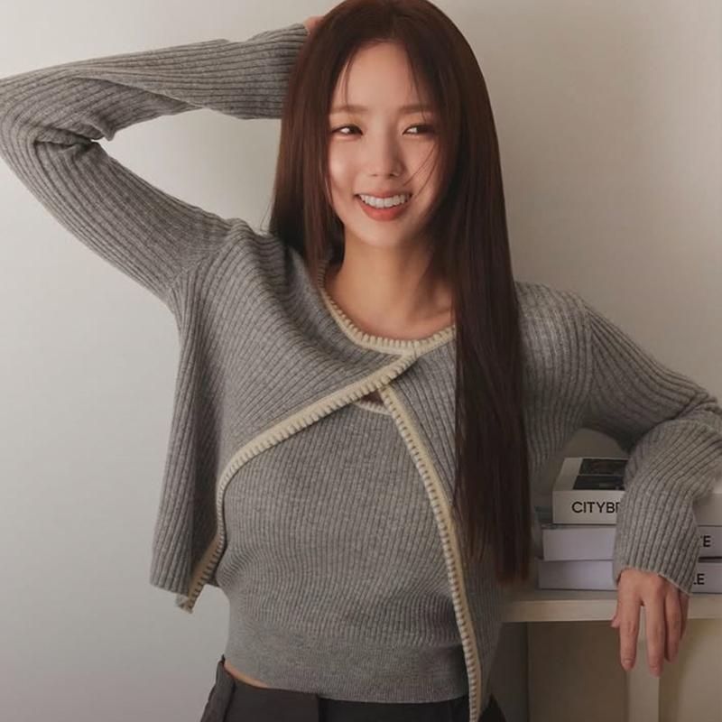 蔡秀彬同款气质开衫新款针织衫女