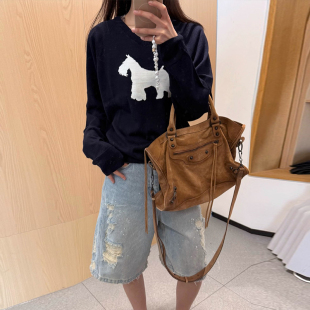 百搭卡通小狗针织衫 天花板 时尚 YY2025早秋新款 上衣女 韩国OPEN