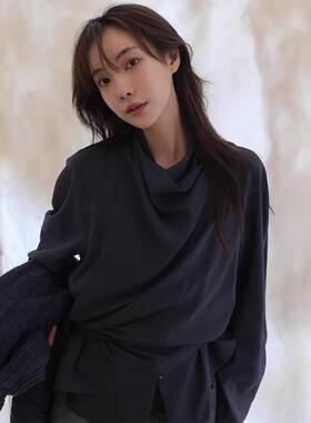高品质！VERSO韩国小众设计师品牌26春新款百搭飘带领长袖衬衫女