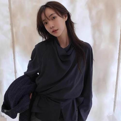 高品质！VERSO韩国小众设计师品牌26春新款百搭飘带领长袖衬衫女