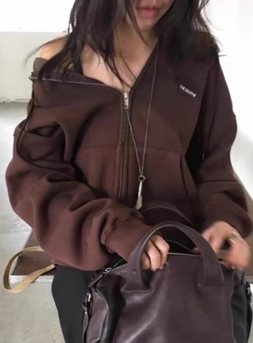 代工厂！breathe韩国2025秋冬款刺绣加绒连帽外套女百搭拉链卫衣