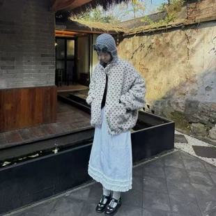 棉服 seoul韩国2025秋冬立领波点拉链外套女百搭长袖 天花板 oli