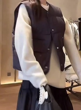 高品质！mute韩国2025冬新款保暖鹅绒背心外套女鹅绒叠穿羽绒马甲